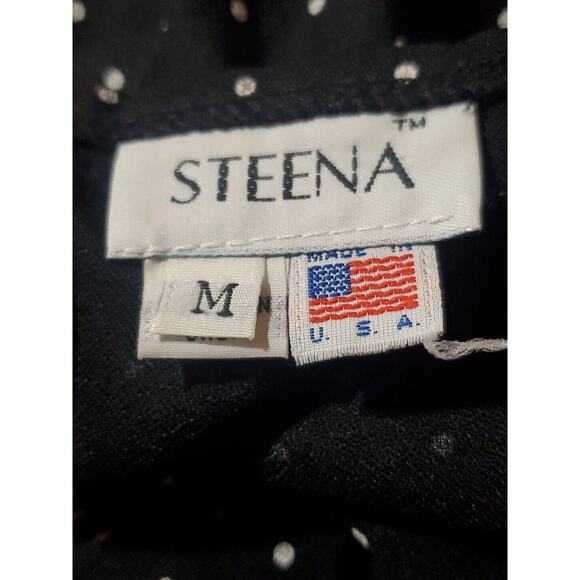 Vtg Steena Lagenlook M Black White Polka Dot Oversized Arm Opening Pockets Dress - Picture 10 of 10